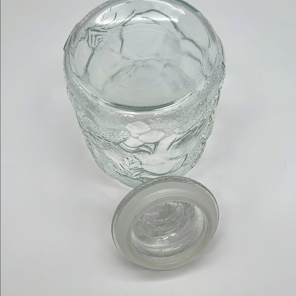 Libbey Orchard Clear Glass Embossed Country Fruit Vintage Canister Cookie Jar - Picture 9 of 11